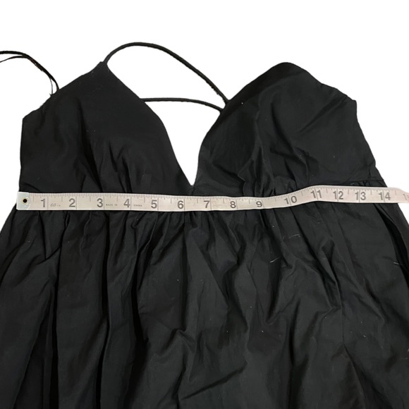 Zara Black Poplin Ruffle Tiered Tie Back Cut Out Cami Mini Babydoll Dress - Picture 11 of 12